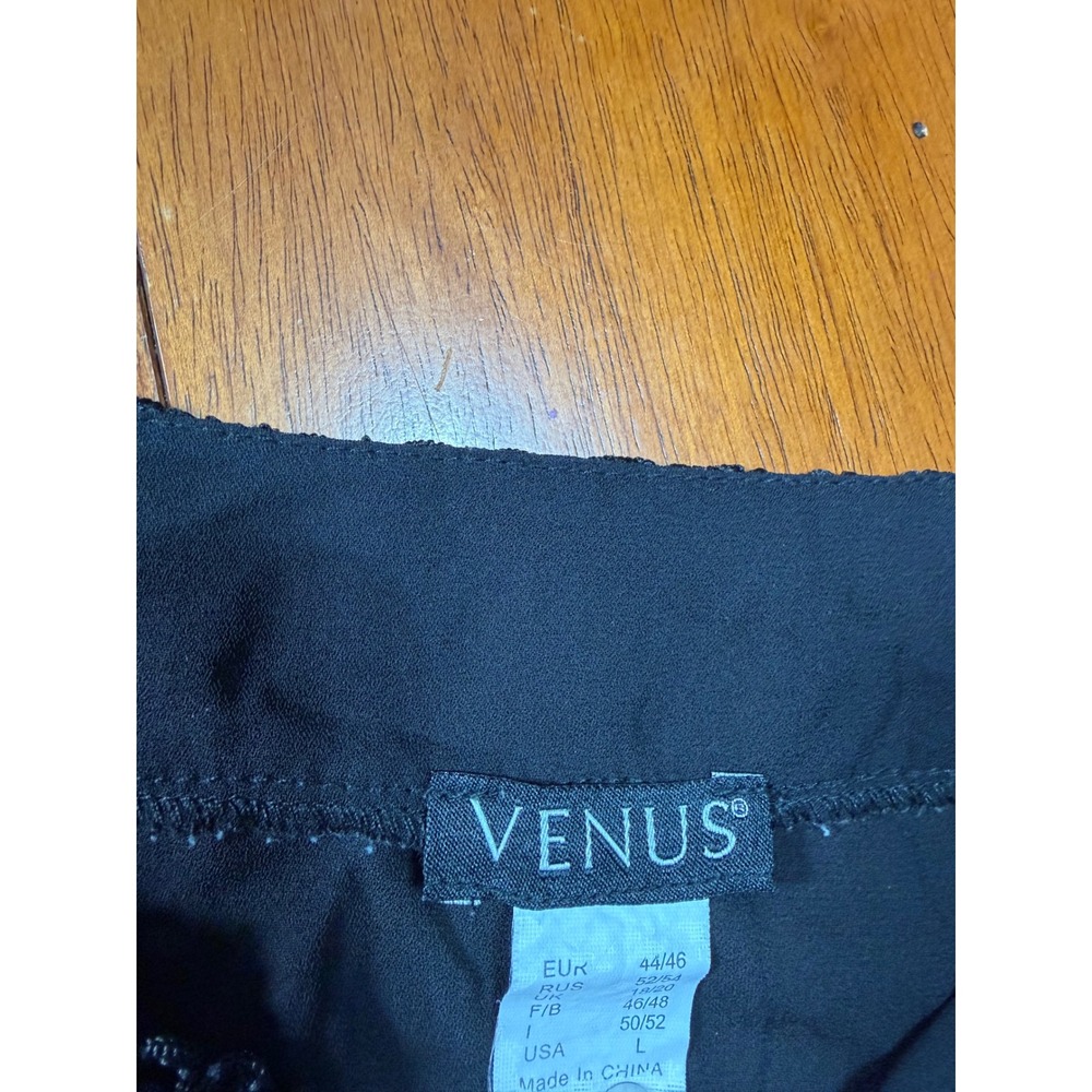 Venus Womens Black Lace Up V-Neck Blouse Crochet Bell Sleeve Top Y66507 Size L - Picture 2 of 9